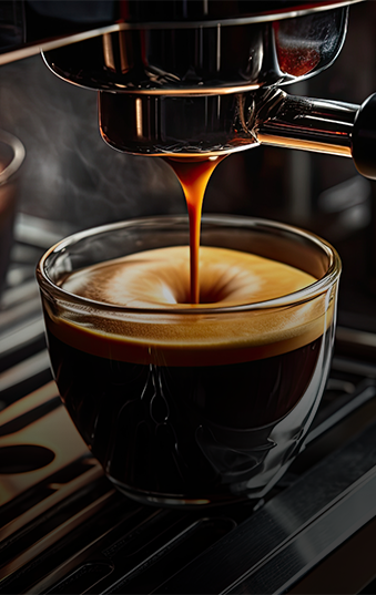 Tasse en verre transparent se remplissant de café